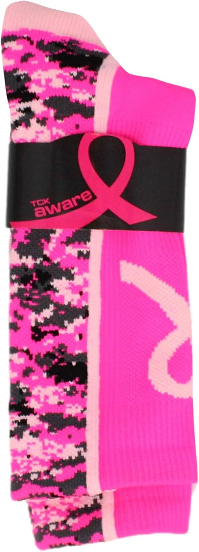 Madsportsstuff Pink Ribbon Breast Cancer Awareness Socks for Football Basketball Digital Camo Crew for Boys Men Youth Adult