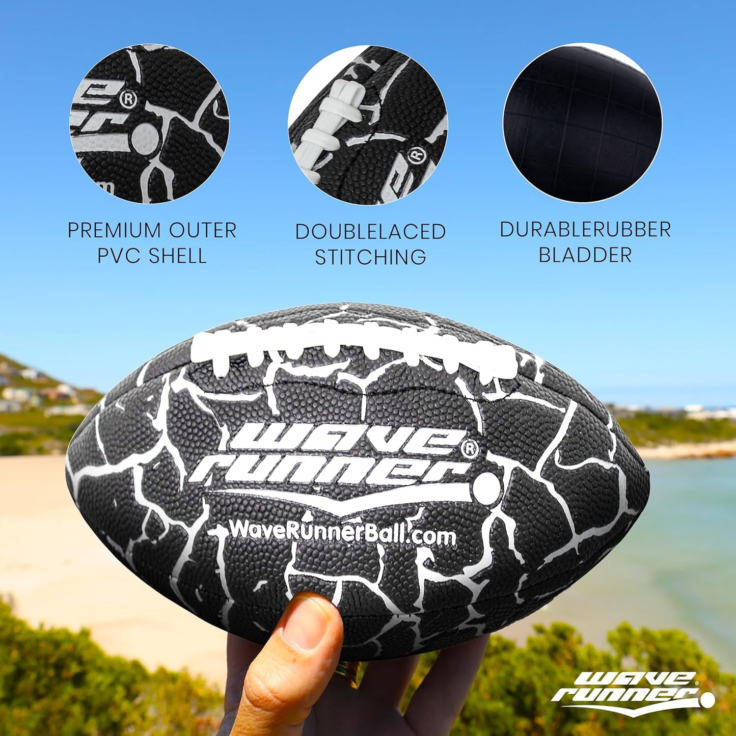 Grip It Waterproof Junior Size Football, 9.25 Size, Durable & Double Laced, Perfect for Beach Accessories, Kids Games, Pool Toys, Outdoor Games, All-Weather Indoor & Outdoor Play