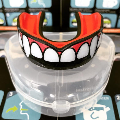 Youth Sports Mouth Guard for Kids (USA Flag, Fangs, 20+ Colors to Choose From) Mouthguard for Football, MMA, Karate, Boxing, Rugby, BJJ, Flag Football – /W Case (Youth, Strapless)