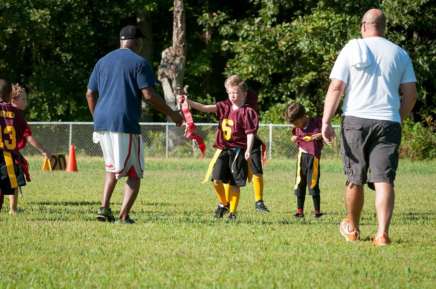 Flag Football Set for 12 Players - Includes Durable Flag Belts and Flags, Cones, Bean Bag, Carrying Backpack, and Football - Huge 55 Piece Complete Set