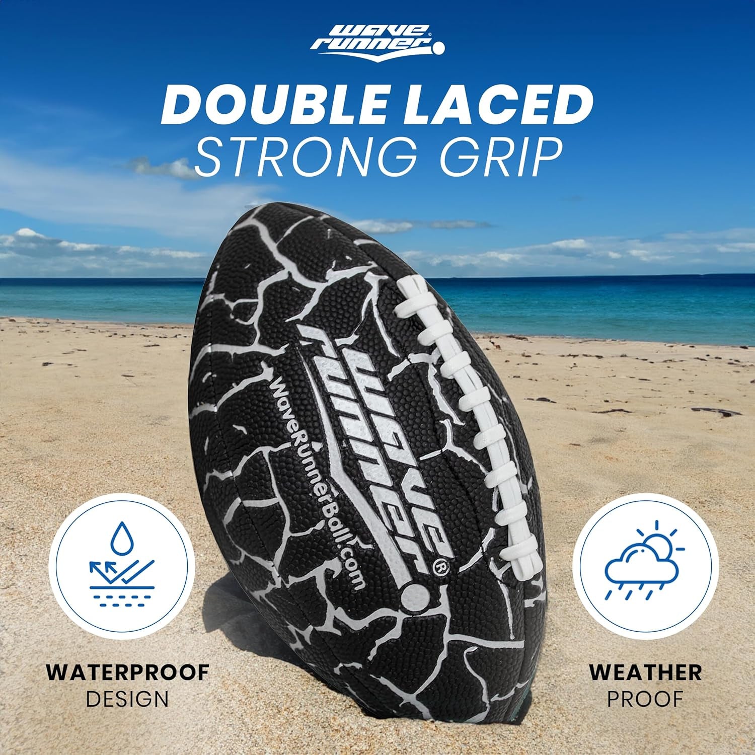 Grip It Waterproof Junior Size Football, 9.25 Size, Durable & Double Laced, Perfect for Beach Accessories, Kids Games, Pool Toys, Outdoor Games, All-Weather Indoor & Outdoor Play