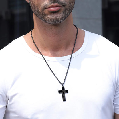 Football Cross Necklace for Men Stainless Steel Bible Verse Lord'S Prayer Pendant 20+2 Inch Chain First Communion Baptism Religious Christian Athletes Sports Birthday Christmas Jewelry Gift